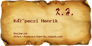 Köpeczi Henrik névjegykártya